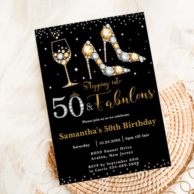 50 och Fabulösa Högklackar Bubly 50:e födelsedagen Inbjudningar (Skapare uppladdad)