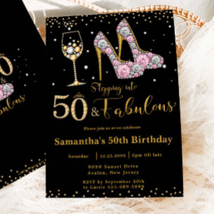 50 och Fabulösa Högklackar Bubly 50:e födelsedagen Inbjudningar