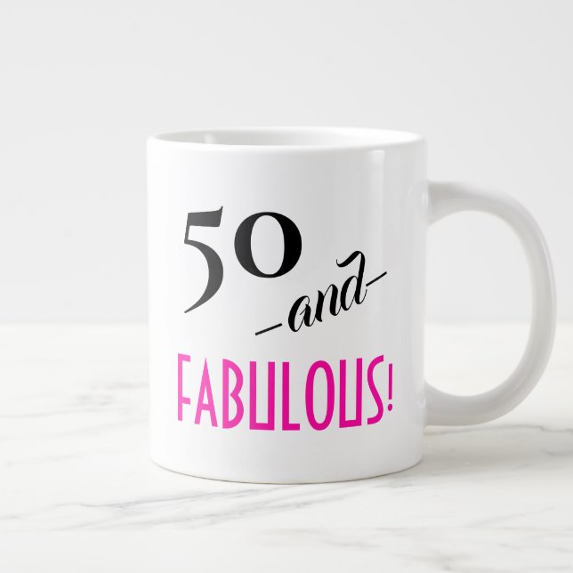 50 och FABULÖSA! Retro Typografi 50:e födelsedagen Jumbo Mugg (Höger)