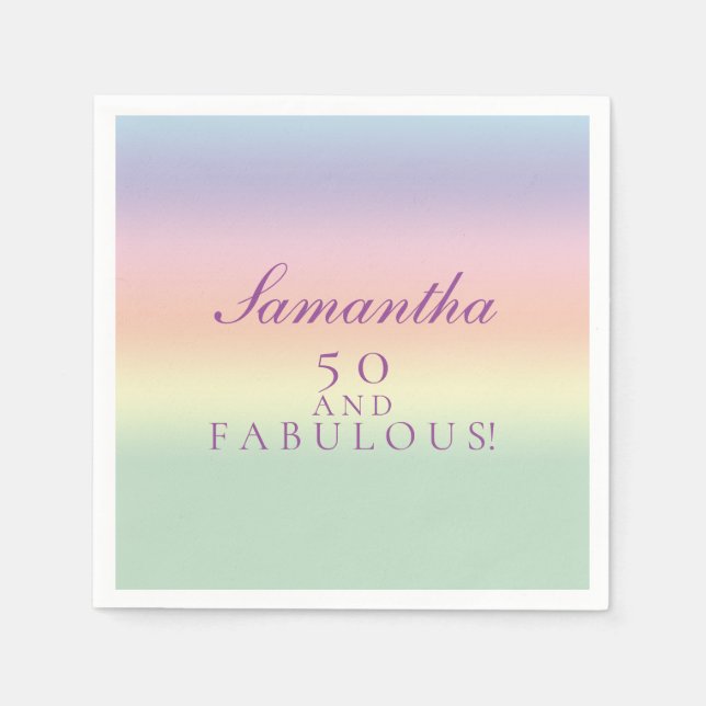 50 OCH FABULÖST! 50:e födelsedag vattenfärg Party Pappersservett (Framsidan)