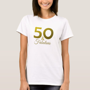 50 och Fabulou Guld Typografi 50:e Födelsedagsfest T Shirt