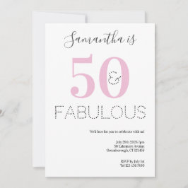 50 och Fabulous 50 Birthday Rosa Party Inbjudningar