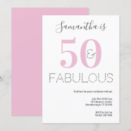 50 och Fabulous 50 Birthday Rosa Party Inbjudningar