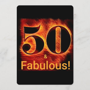 50 och Fabulous 50:e Birthday Biker Flame Inbjudningar