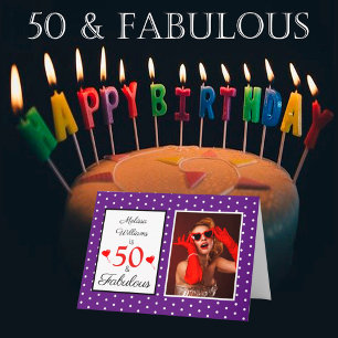 50 och Fabulous 50:e födelsedag Foto Royal Lila Kort