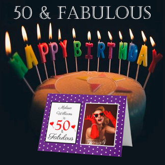 50 och Fabulous 50:e födelsedag Foto Royal Lila Kort