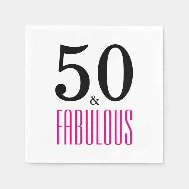 50 och Fabulous 50:e födelsedag Pappra blöjor Pappersservett (Framsidan)