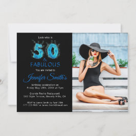 50 och Fabulous 50:e födelsedag Photo Party Inbjudningar