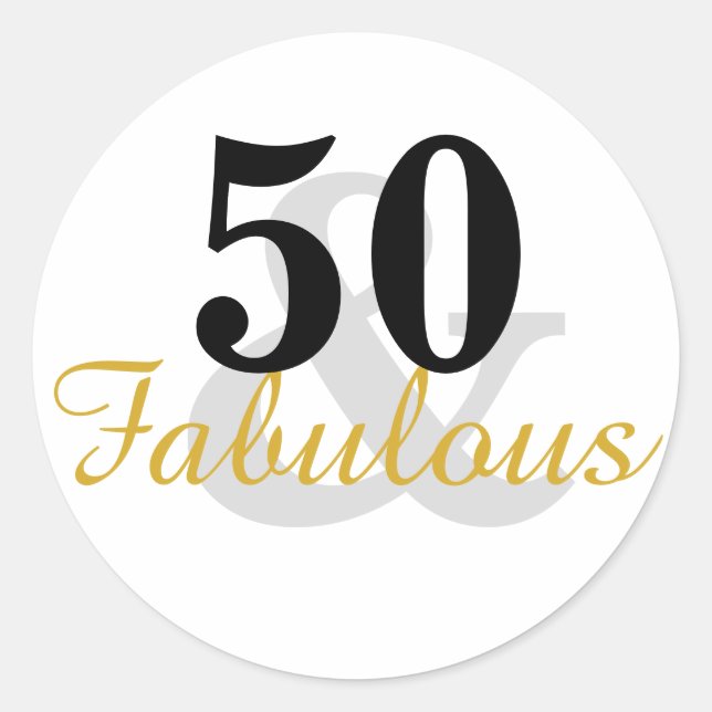 50 och Fabulous 50:e födelsedag Runt Klistermärke (Framsida)