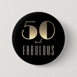 50 och Fabulous 50:e födelsedag svart Knapp