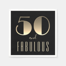 50 och Fabulous 50:e födelsedag svart Pappersservett