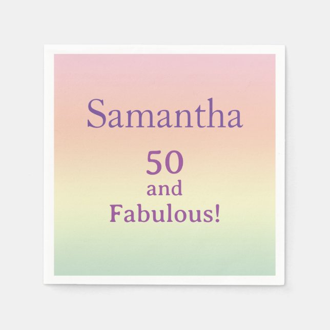 50 och Fabulous! 50:e födelsedag vattenfärg Party Pappersservett (Framsidan)