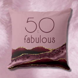 50 och Fabulous 50:e födelsedagen Burgundy Rosa Ag Kudde