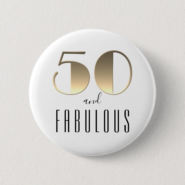 50 och Fabulous 50:e födelsedagen Guld Knapp (Framsida)