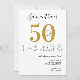 50 och Fabulous 50:e födelsedagen Guld Party Inbjudningar