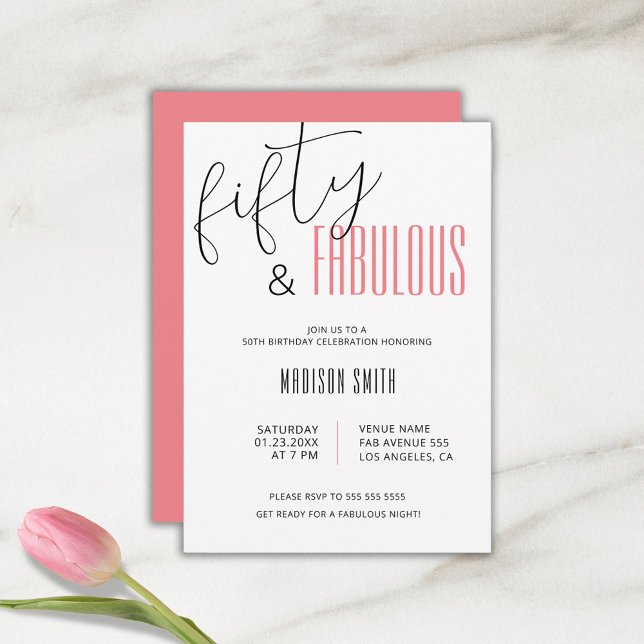 50 och Fabulous 50:e födelsedagen Inbjudningar (Skapare uppladdad)