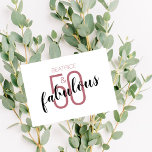 50 och Fabulous 50:e födelsedagen Ro Guld<br><div class="desc">Firar att du vrider 50 i stil med roligten svart och ro guld 50-årsdagen. Konstruktionen är klassad med hjälp av populära handskriftsbokstäver i svart,  stilistigt avskuren över ro guld nummer 50. Utformningen kan enkelt anpassas eller så kan namn lämnas tomt.</div>