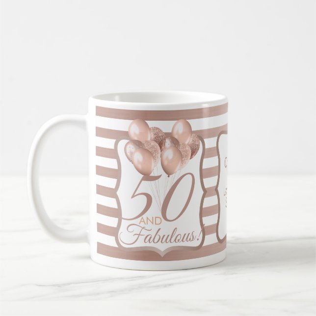 50 och Fabulous 50:e födelsedagen Ro Guld Kaffemugg (Vänster)