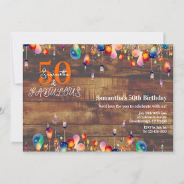50 och Fabulous 50:e födelsedagen Rustic Ljus Inbjudningar