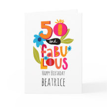 50 och Fabulous 50:e födelsedagen Whimsical Letter