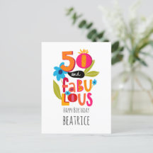 50 och Fabulous 50:e födelsedagen Whimsical Letter