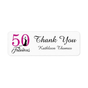 50 och Fabulous 50:e födelsedagens Tack Anpassning Returadress Etikett