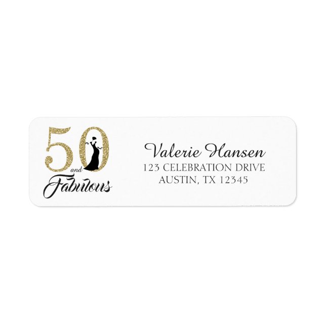 50 och Fabulous 50:e födelsedagsadressetikett Returadress Etikett (Framsidan)