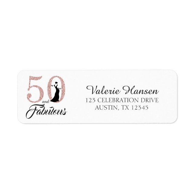 50 och Fabulous 50:e födelsedagsadressetikett Returadress Etikett (Framsidan)