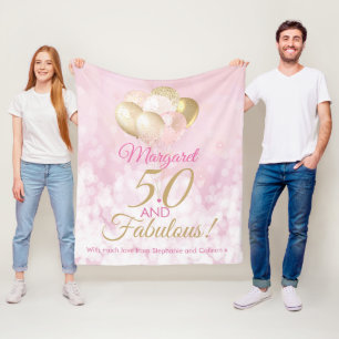 50 och Fabulous 50:e födelsedagsballongen Fleecefilt
