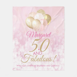 50 och Fabulous 50:e födelsedagsballongen Fleecefilt