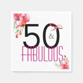 50 och Fabulous 50:e Födelsedagsfest Napkins Pappersservett
