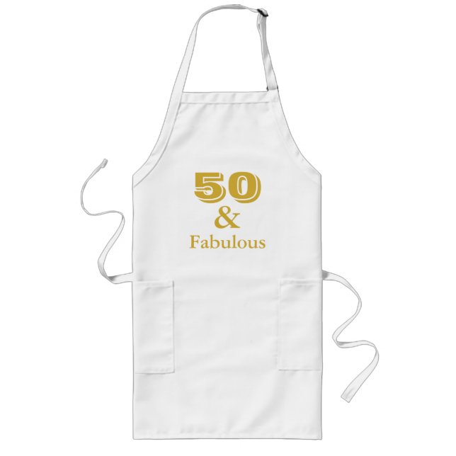 50 och Fabulous 50:e Födelsedagsfesten Apron Långt Förkläde (Framsidan)
