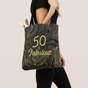 50 och Fabulous 50:e Födelsedagsfesten Black and G Tygkasse