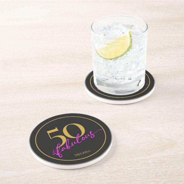 50 och Fabulous 50:e Födelsedagsfesten Black and G Underlägg (Sidan)