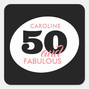 50 och Fabulous 50:e Födelsedagsfesten Fyrkantigt Klistermärke