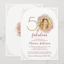 50 och Fabulous 50:e Födelsedagsfesten Glitter Nam Inbjudningar