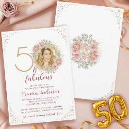50 och Fabulous 50:e Födelsedagsfesten Glitter Nam Inbjudningar