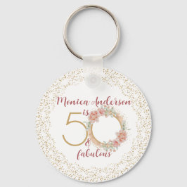 50 och Fabulous 50:e Födelsedagsfesten Glitter Nam Nyckelring