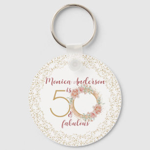 50 och Fabulous 50:e Födelsedagsfesten Glitter Nam Nyckelring