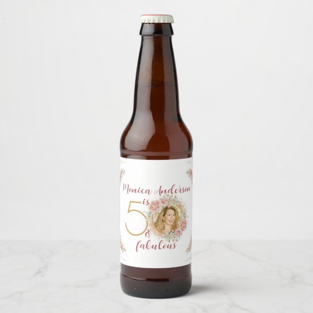 50 och Fabulous 50:e Födelsedagsfesten Glitter Nam Ölflaska Etikett (Framsida)