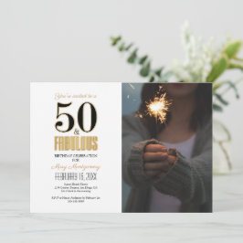 50 och Fabulous 50:e Födelsedagsfestens foto Inbjudningar
