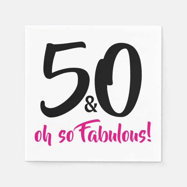 50 och Fabulous 50:e Födelsedagsfestens Pappra ser Pappersservett (Framsidan)