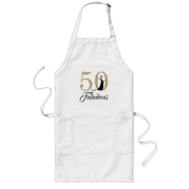 50 och Fabulous 50:e födelsedagsgåva Apron Långt Förkläde (Framsidan)