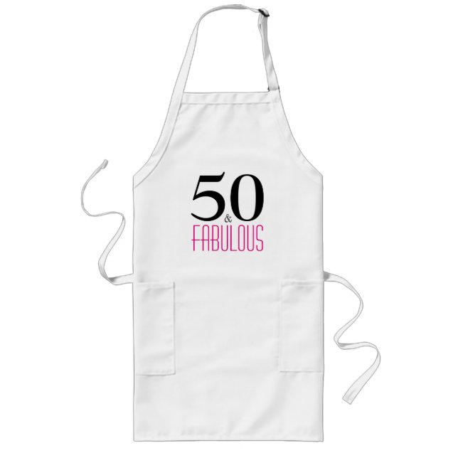 50 och Fabulous 50:e födelsedagsgåva Apron Långt Förkläde (Framsidan)