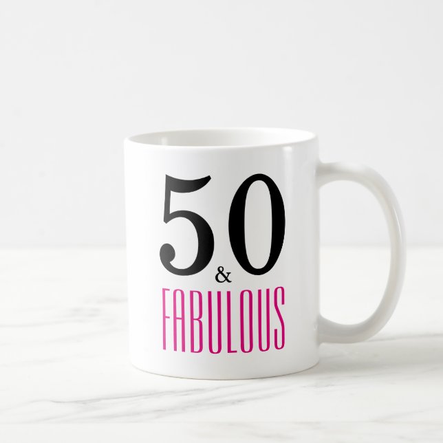 50 och Fabulous 50:e födelsedagsgåva från Mugg (Höger)