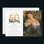 50 och Fabulous 50:e fotoFödelsedagsfest Inbjudningar<br><div class="desc">Fira en anmärkningsvärd milstolpe med vår exklusiv 50:e födelsedagsfest inbjudan. Kortet innehåller elegant foto av födelsedagsflickan som är designad för att hedra ett halvt sekel med stil och sofistikering. Oavsett om du planerar en intim sammankomst eller en storslagen soirée kommer vårt 50:e födelsedagsfest inbjudan att hjälpa dig att ange perfektens...</div>