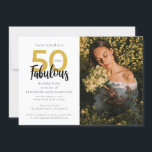 50 och Fabulous 50:e fotoFödelsedagsfest Inbjudningar<br><div class="desc">Fira en anmärkningsvärd milstolpe med vår exklusiv 50:e födelsedagsfest inbjudan. Kortet innehåller elegant foto av födelsedagsflickan som är designad för att hedra ett halvt sekel med stil och sofistikering. Oavsett om du planerar en intim sammankomst eller en storslagen soirée kommer vårt 50:e födelsedagsfest inbjudan att hjälpa dig att ange perfektens...</div>