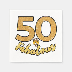 50 och Fabulous 50 th Guld Effect Födelsedagsfest Pappersservett