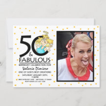 50 och Fabulous Angel Tecknad Photo Birthday