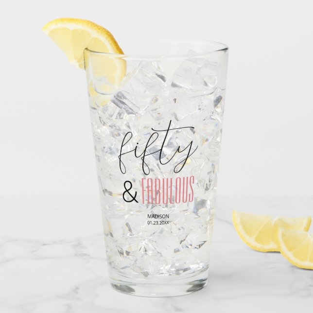 50 och Fabulous Anpassningsbar 50:e födelsedagens  Glaskopp (Framsida Ice)